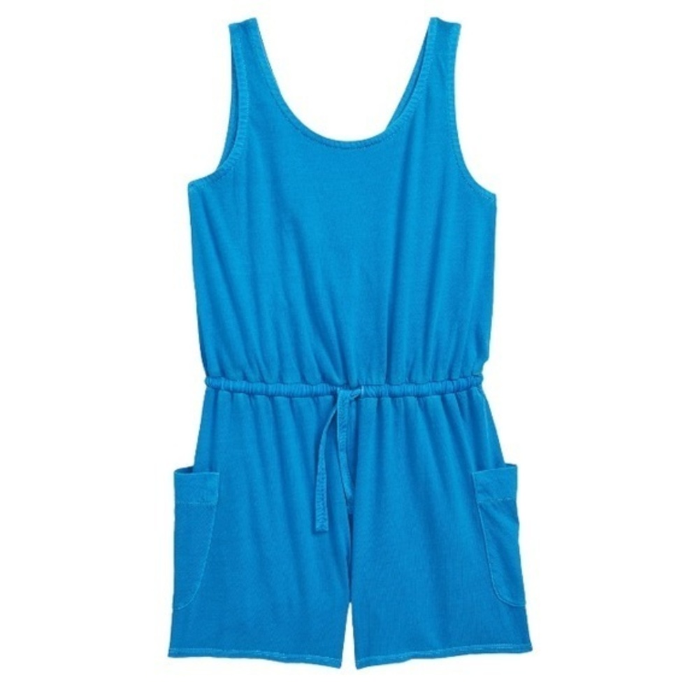 Treasure & Bond Kids' Crossback Romper In Blue Greece Wash | 10/12